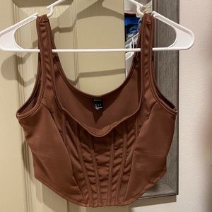 Brown Corset Crop Top